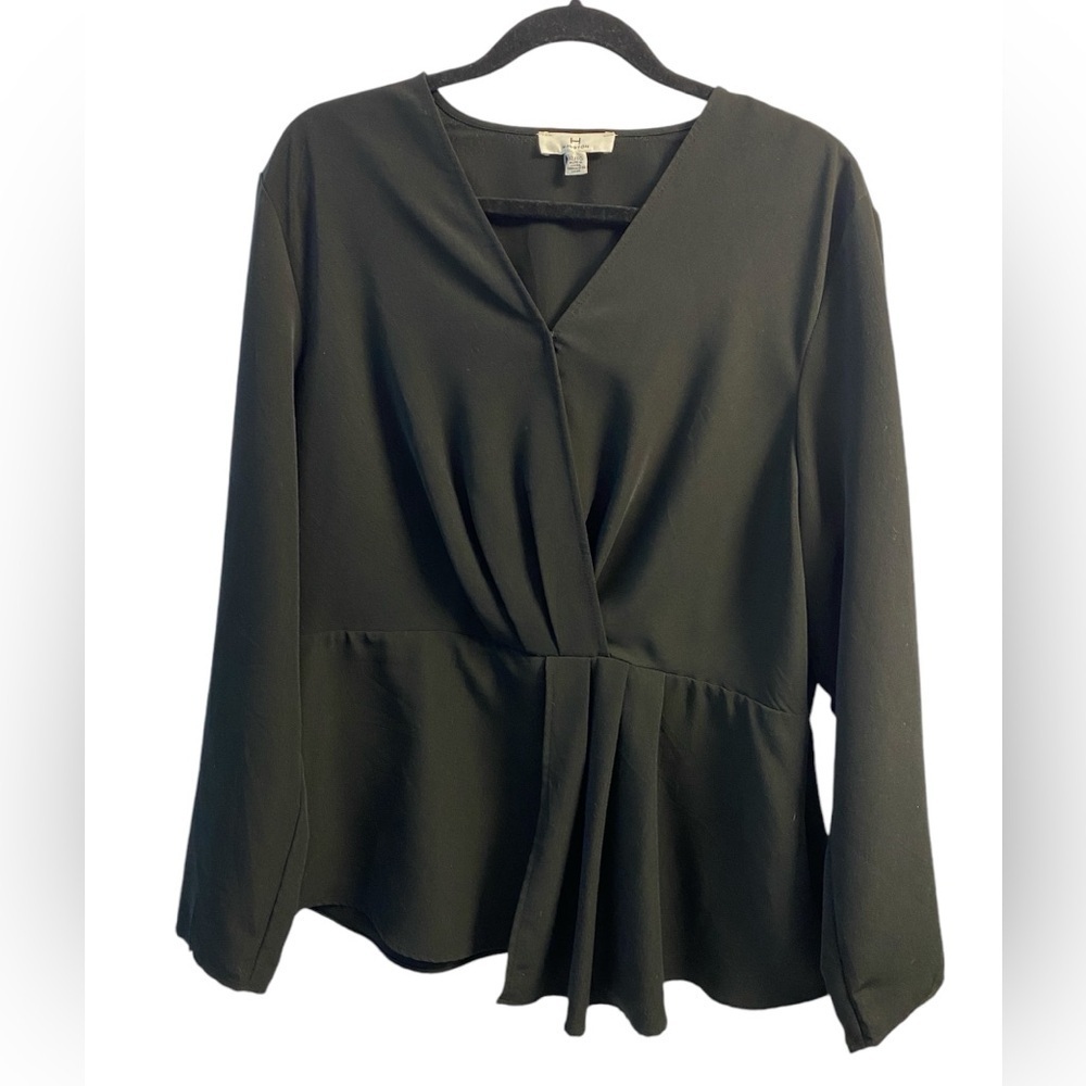 H by Halston Black Blouse Size Xl Workwear Business Casual Date Night Top